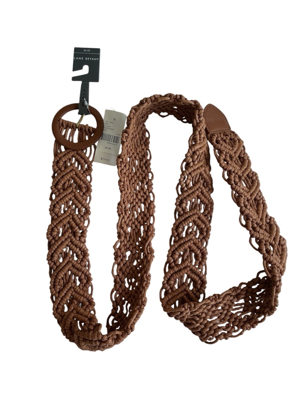 Lane Bryant Brown Braided Stretch Ring-Buckle Belt